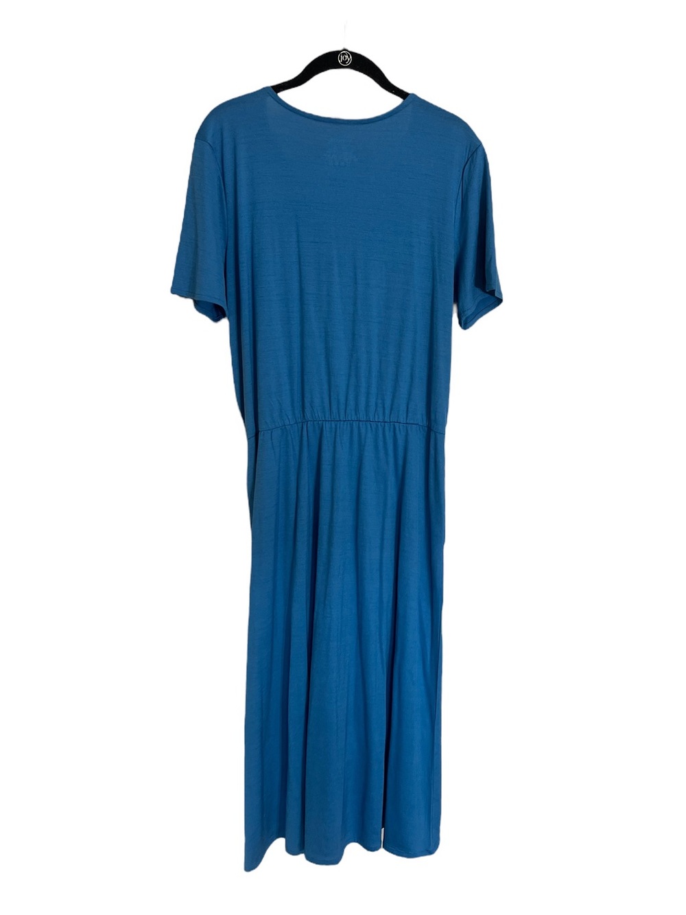 Wool& merino wool blue Ines tulip hem faux wrap dress sz large pockets casual - Picture 3 of 13